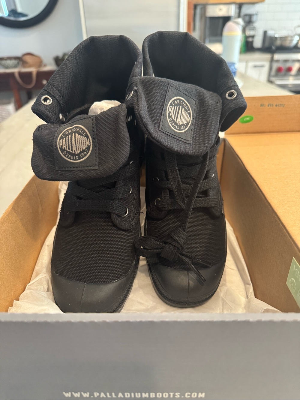Palladium Black Canvas High-Top Lace-Up Ankle Boots